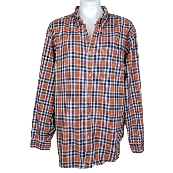 Eddie Bauer Other - Eddie Bauer | 100% Cotton Orange Plaid Relaxed Fit Button Down Shirt Men's XL